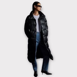 Avec Les Filles Maxi Puffer Coat Small Black New Anthropologie Faux Leather